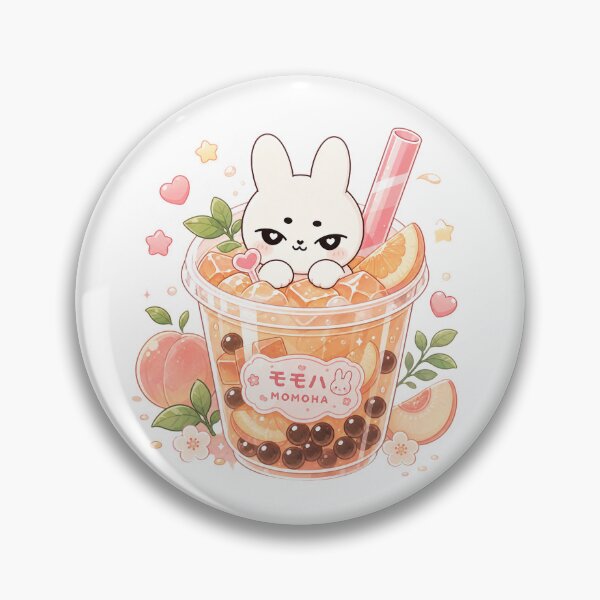 Item preview, Kawaii Peach Bubble Tea Bunny designed and sold by kokoriiland.