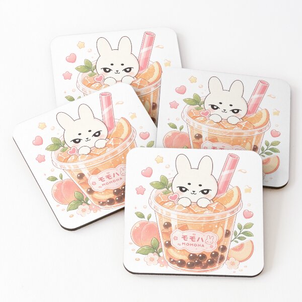 Item preview, Kawaii Peach Bubble Tea Bunny designed and sold by kokoriiland.