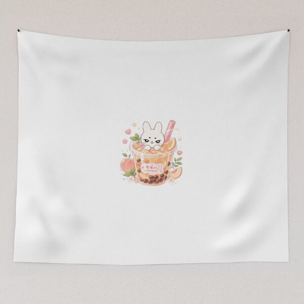 Item preview, Kawaii Peach Bubble Tea Bunny designed and sold by kokoriiland.
