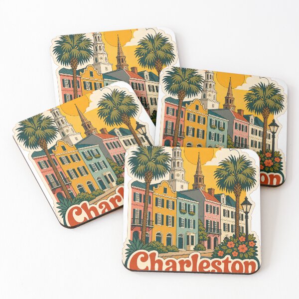 Item preview, Charleston USA Travel Souvenir - Retro Illustration designed and sold by VisualArtsOasis.