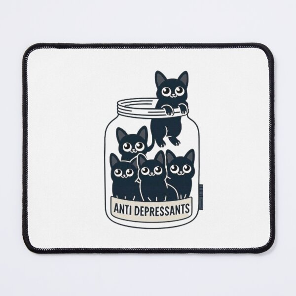 Item preview, Anti Depressants Cute Black Cats Jar Illustration designed and sold by Macias123.