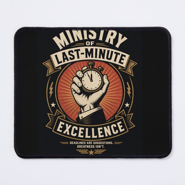 Item preview, Ministry of Last-Minute Excellence | Retro Productivity Humor designed and sold by Jandedan.