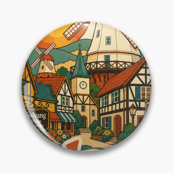 Item preview, Solvang USA Travel Souvenir - Retro Illustration designed and sold by VisualArtsOasis.