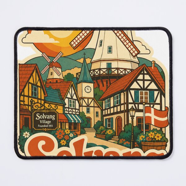 Item preview, Solvang USA Travel Souvenir - Retro Illustration designed and sold by VisualArtsOasis.