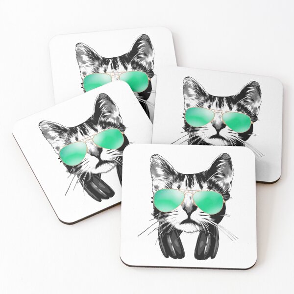 Item preview, Cool Cat DJ Music Lover Feline Shades designed and sold by marke770.