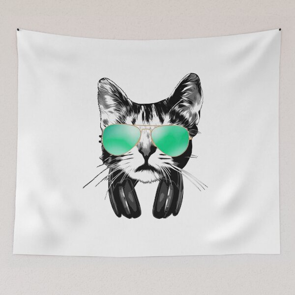 Item preview, Cool Cat DJ Music Lover Feline Shades designed and sold by marke770.