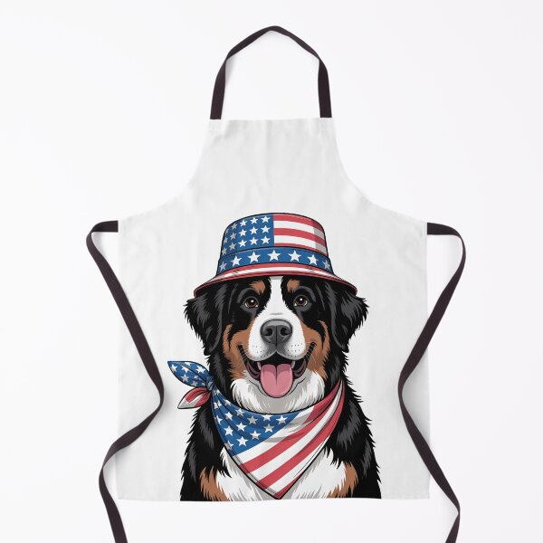 Item preview, Bernese Mountain Dog Wearing American Flag Hat And Bandana designed and sold by Canvas-Whispers.