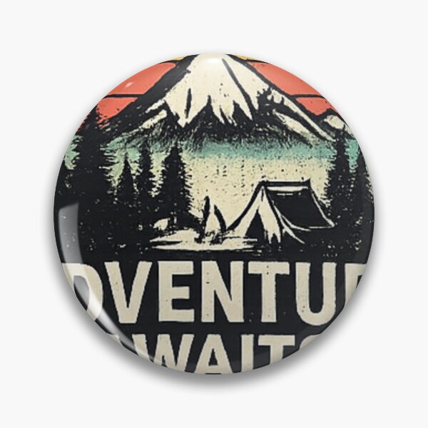 Item preview, Adventure Awaits Retro Mountain Camping Outdoor Design designed and sold by JamalHashim.