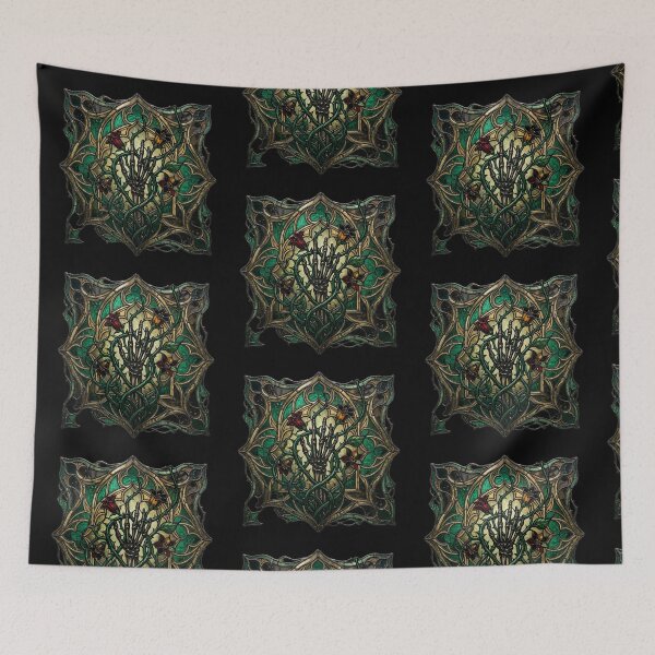 Item preview, Gothic Stained Glass Skeleton Hand with Roses designed and sold by David Mateo ArtWorks.