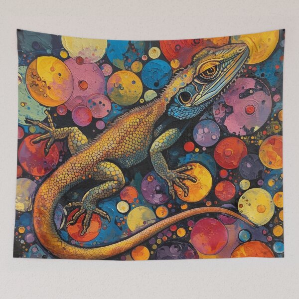 Item preview, Relaxing lizard on a colorful bubble designed and sold by Art70shop.