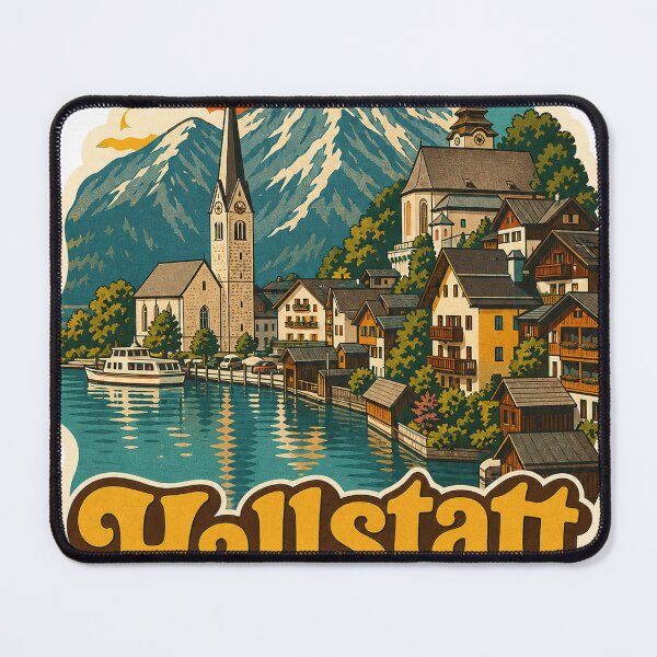 Item preview, Hallstatt Austria Travel Souvenir - Retro Illustration designed and sold by VisualArtsOasis.