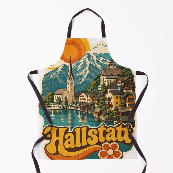 Item preview, Hallstatt Austria Travel Souvenir - Retro Illustration designed and sold by VisualArtsOasis.
