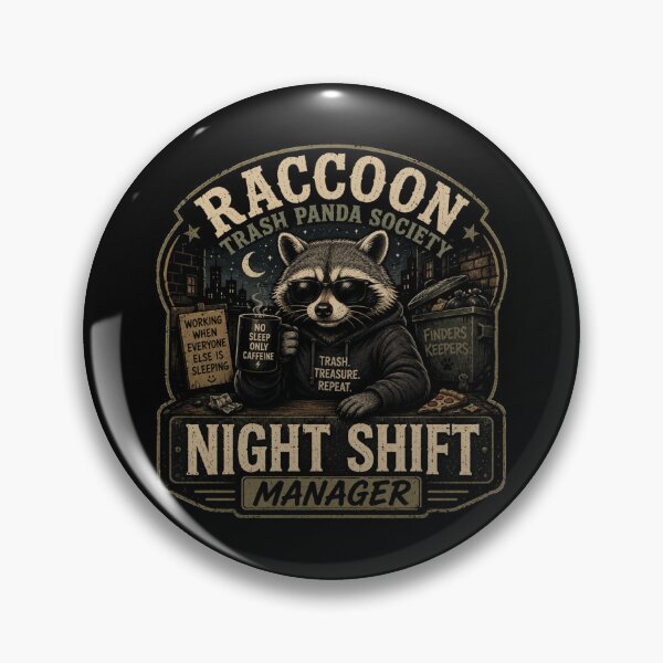 Item preview, Night Shift Manager Raccoon Trash Panda Society Funny Vintage Raccoon Design designed and sold by RJACreative.