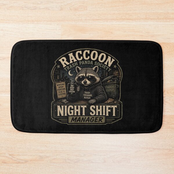 Item preview, Night Shift Manager Raccoon Trash Panda Society Funny Vintage Raccoon Design designed and sold by RJACreative.