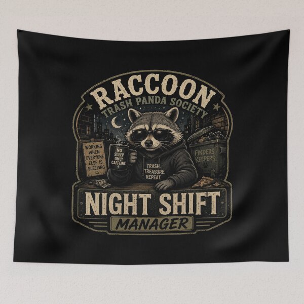 Item preview, Night Shift Manager Raccoon Trash Panda Society Funny Vintage Raccoon Design designed and sold by RJACreative.