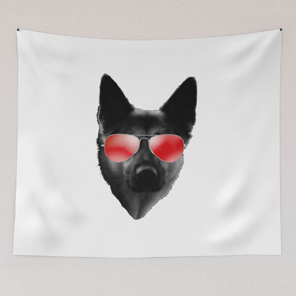 Item preview, Cool Black Dog Red Aviator Sunglasses Canine Lover designed and sold by marke770.