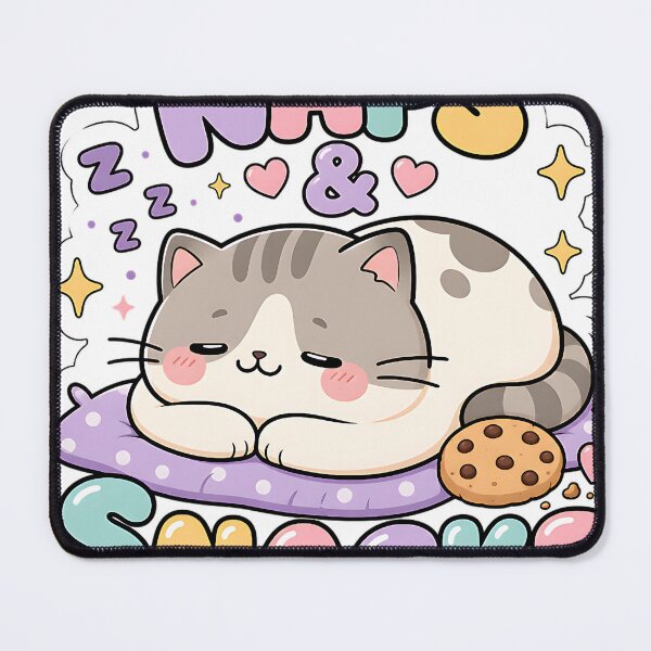 Item preview, Naps and Snacks Lazy Kawaii Cat Saying designed and sold by BoosterShop.