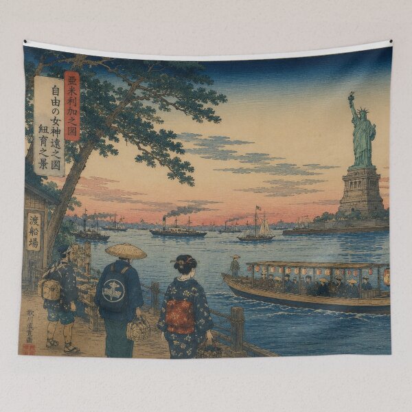 Item preview, Liberty Island at Sunset designed and sold by UkiyoCities.