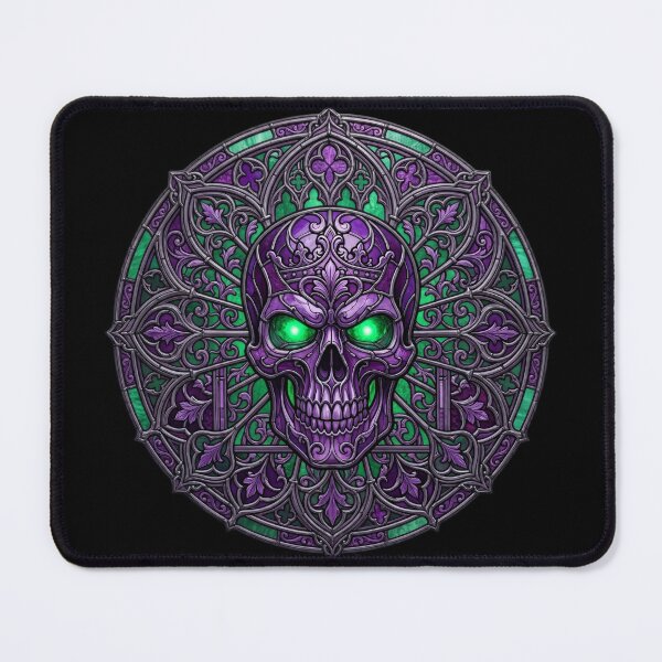 Item preview, Gothic Stained Glass Skull Crown Purple — Dark Art Floral Circular designed and sold by David Mateo ArtWorks.