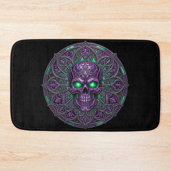 Item preview, Gothic Stained Glass Skull Crown Purple — Dark Art Floral Circular designed and sold by David Mateo ArtWorks.