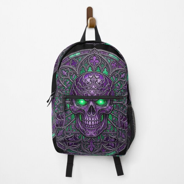 Item preview, Gothic Stained Glass Skull Crown Purple — Dark Art Floral Circular designed and sold by David Mateo ArtWorks.