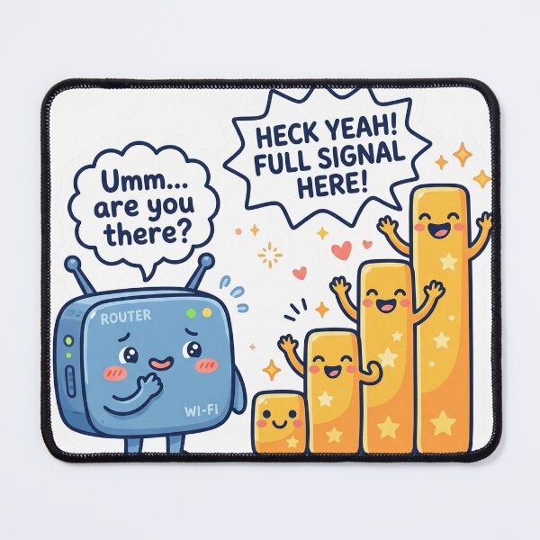 Item preview, Full Signal Here Funny WiFi Router Kawaii Tech Humor Cute Design designed and sold by CuteRage.