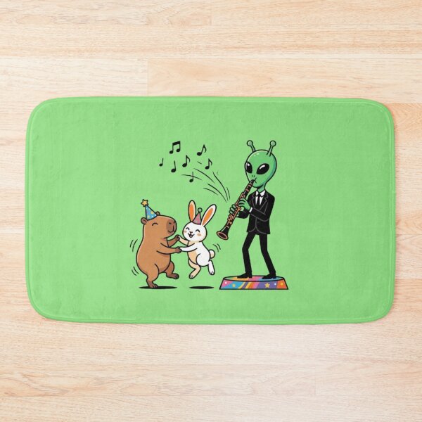 Item preview, Cute Alien Clarinet Player with Dancing Capybara and Bunny designed and sold by Dogandesighn.