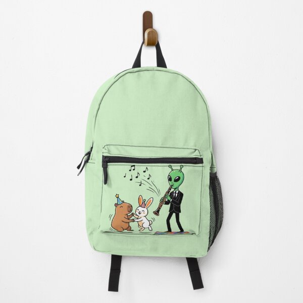 Item preview, Cute Alien Clarinet Player with Dancing Capybara and Bunny designed and sold by Dogandesighn.