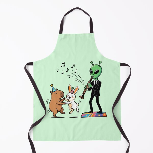 Item preview, Cute Alien Clarinet Player with Dancing Capybara and Bunny designed and sold by Dogandesighn.