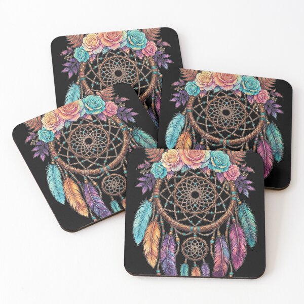 Item preview, Boho Floral Dreamcatcher Colorful Feathers Tattoo Style Art designed and sold by AdyKurniawan.