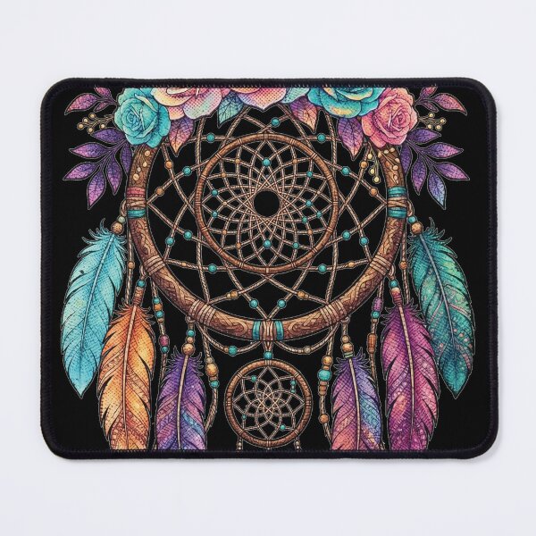Item preview, Boho Floral Dreamcatcher Colorful Feathers Tattoo Style Art designed and sold by AdyKurniawan.