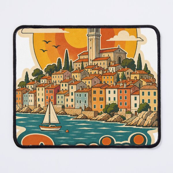 Item preview, Rovinj Croatia Travel Souvenir - Retro Illustration designed and sold by VisualArtsOasis.