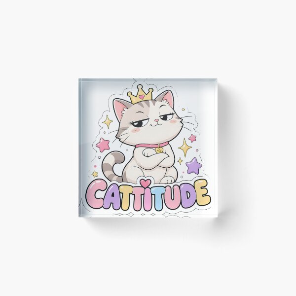 Item preview, Cattitude Cheeky Kawaii Cat with Crown designed and sold by BoosterShop.