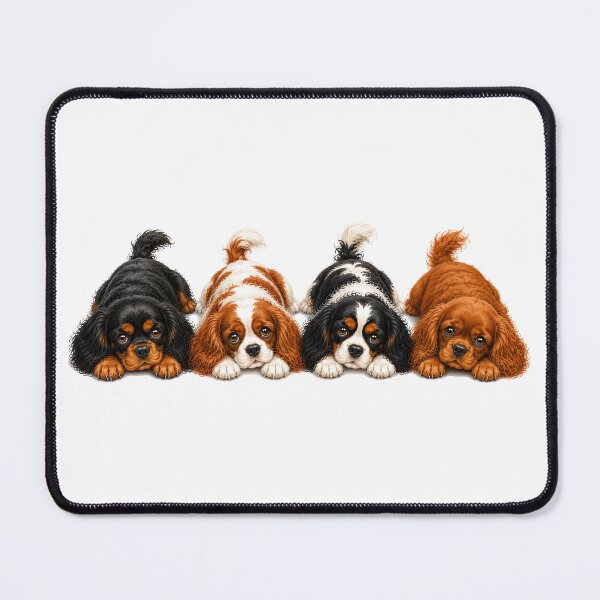 Item preview, Cute Cavalier King Charles Spaniel Lineup | Watercolor Dog Illustration designed and sold by SakuraWaStyle.