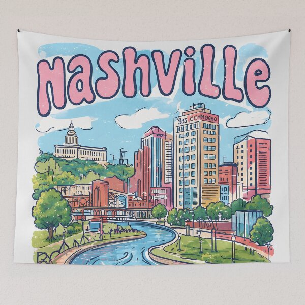 Item preview, Nashville Tennessee Cute Pastel Skyline designed and sold by HowToCanadian.