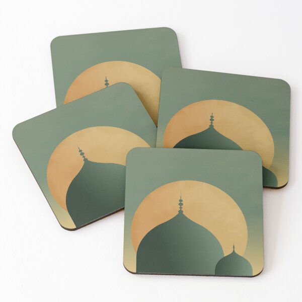 Item preview, Minimalist Al-Masjid an-Nabawi Wall Art | Madinah Mosque Sunset Poster designed and sold by UI Expert.