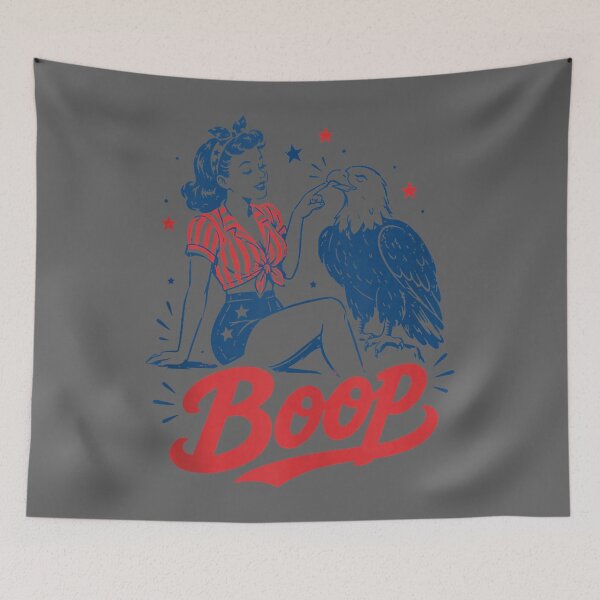 Item preview, Boop Vintage USA Girl and Eagle Funny Patriotic Retro Art Tank Top designed and sold by KristineLi.