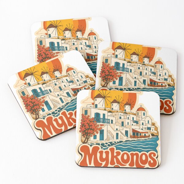 Item preview, Mykonos Greece Travel Souvenir - Retro Illustration designed and sold by VisualArtsOasis.