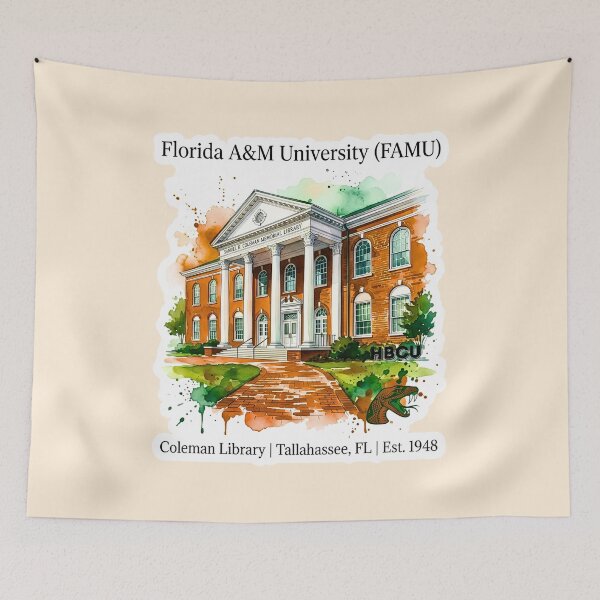 Item preview, Vintage Watercolor Florida AM University Coleman Library Design designed and sold by EvergreenPark - Tee Studio.