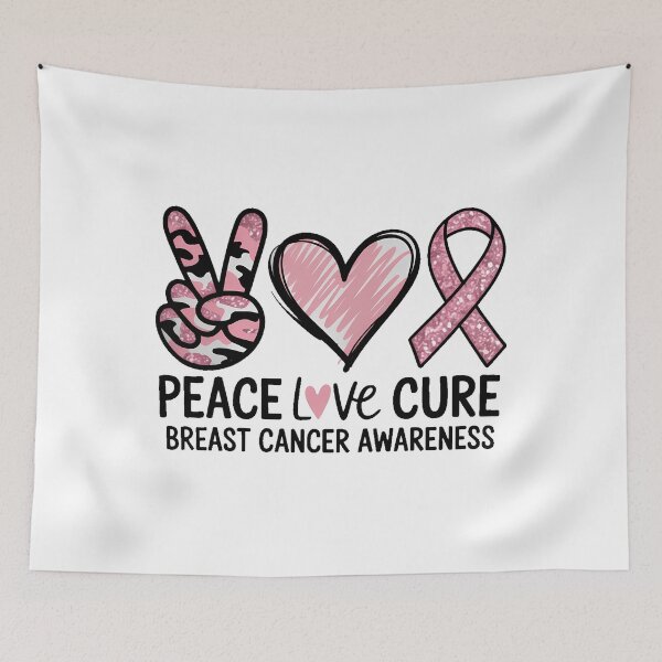 Item preview, Peace Love Cure Pink Ribbon Cancer Breast Awareness designed and sold by sailorjessiArt.
