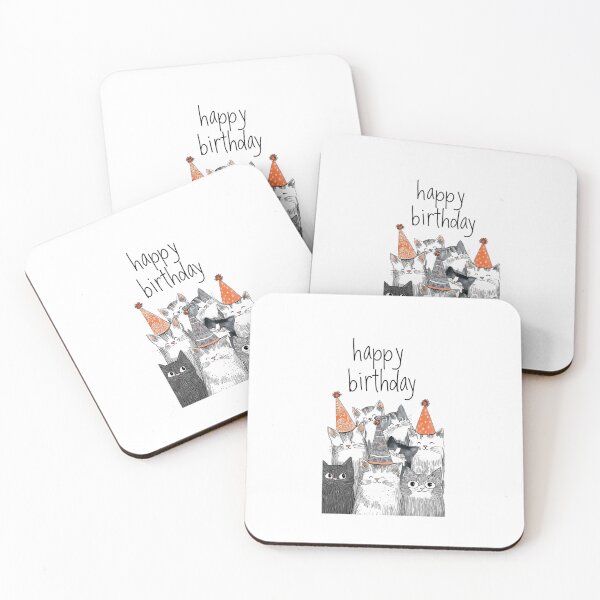 Item preview, Happy Birthday Cute Party Cats Illustration designed and sold by Macias123.