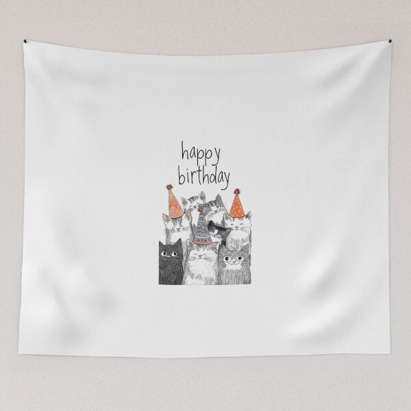 Item preview, Happy Birthday Cute Party Cats Illustration designed and sold by Macias123.