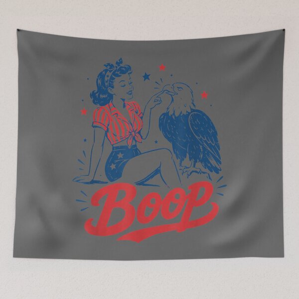 Item preview, Boop Vintage USA Girl and Eagle Funny Patriotic Retro Art designed and sold by KristineLi.