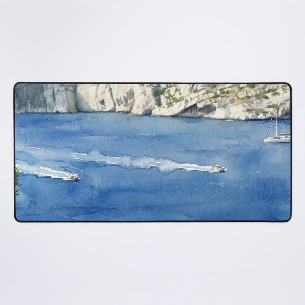 Item preview, Calanques de Marseille in Watercolor Style —  Art from Real Photography designed and sold by M.ALK.Watercolor.
