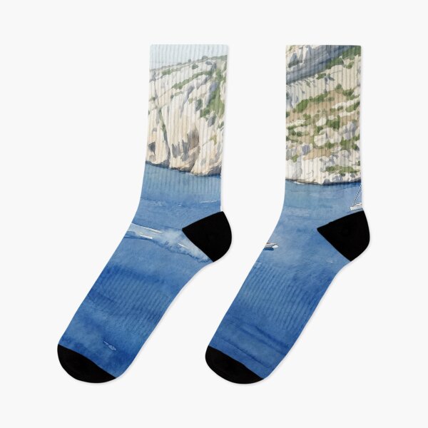 Item preview, Calanques de Marseille in Watercolor Style —  Art from Real Photography designed and sold by M.ALK.Watercolor.
