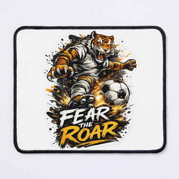 Item preview, Tiger Football Player Sticker | Fierce Soccer Mascot Art designed and sold by DoneAndDusted.