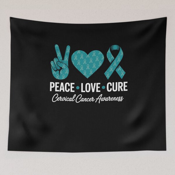 Item preview, Peace Love Cure Cervical Cancer Awareness Ribbon Teal designed and sold by sailorjessiArt.
