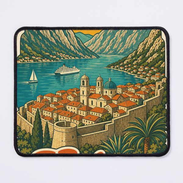 Item preview, Kotor Montenegro Travel Souvenir - Retro Illustration designed and sold by VisualArtsOasis.