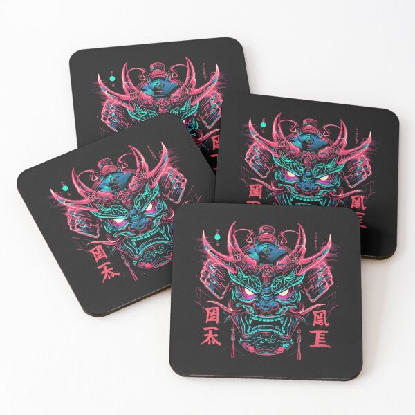 Item preview, Cyberpunk Samurai T-Shirt | Neon Oni Demon Mask Japanese Techwear designed and sold by VectorForge.