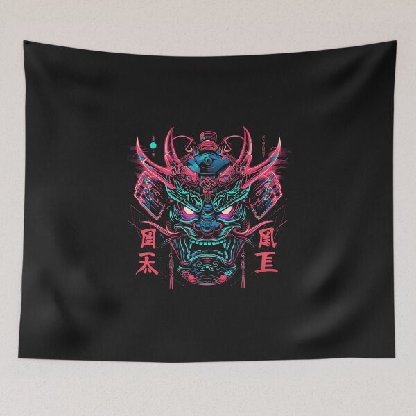 Item preview, Cyberpunk Samurai T-Shirt | Neon Oni Demon Mask Japanese Techwear designed and sold by VectorForge.